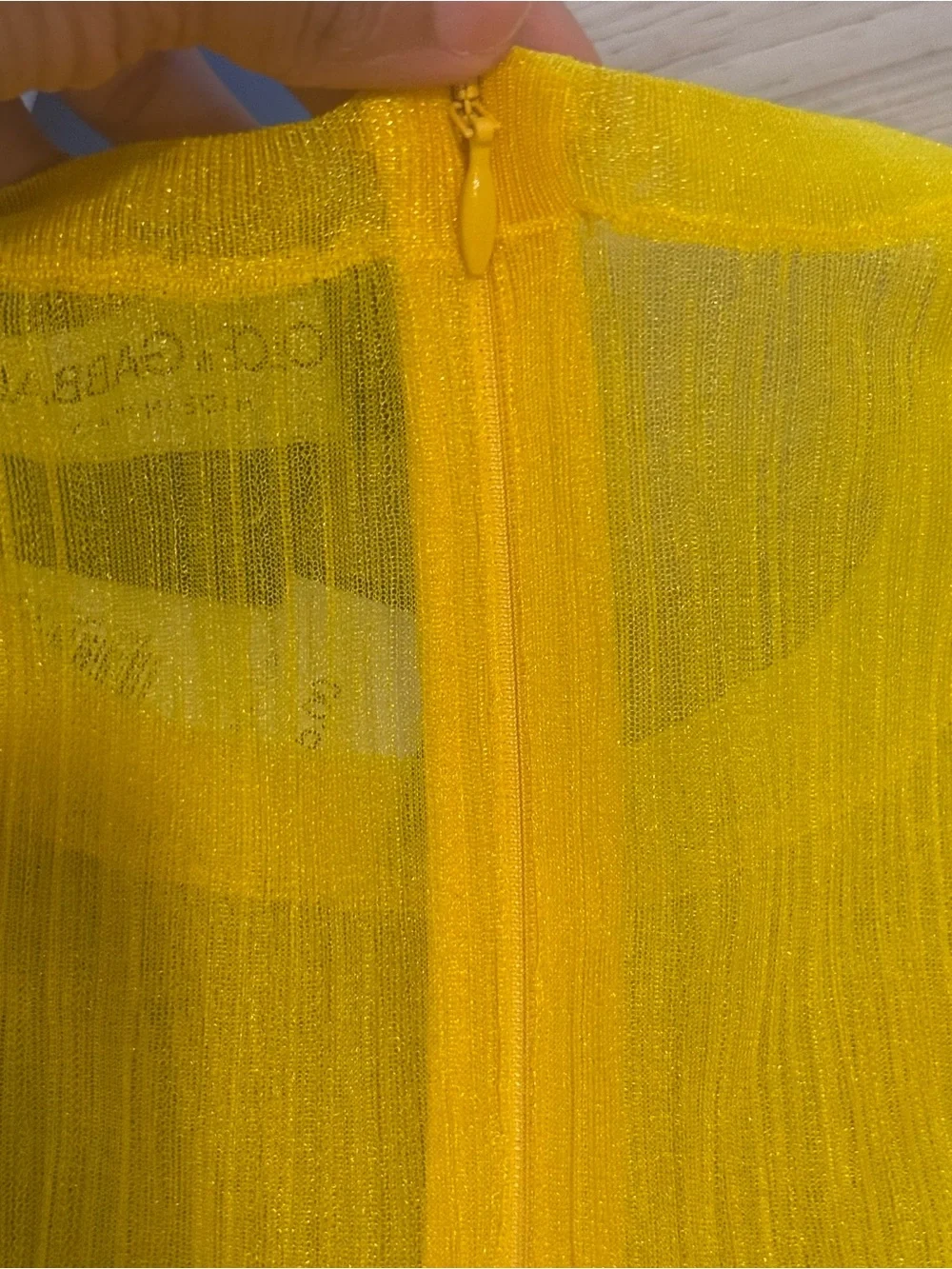 Dolce & Gabbana Bright Yellow Long-Sleeve Sheer Ribbed Top - Picture 4 of 7